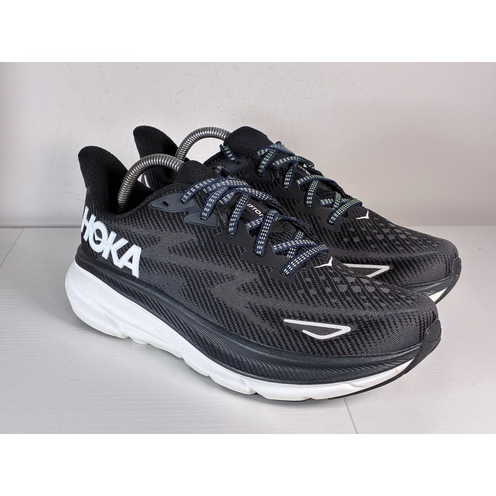 Size 10 - Hoka One One HOKA Clifton 9 Black White Womens Running Shoes